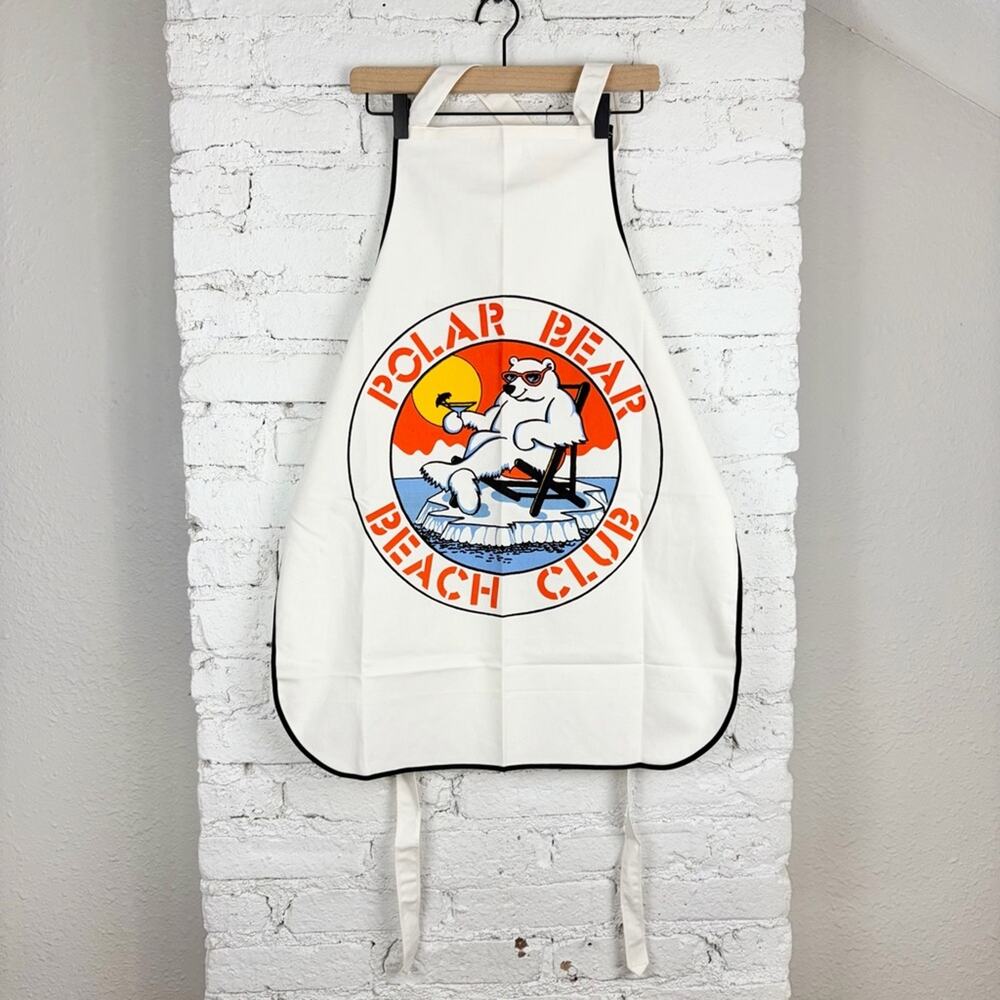Vintage Fredfor Denmark Cotton White Polar Bear Beach Club Apron
